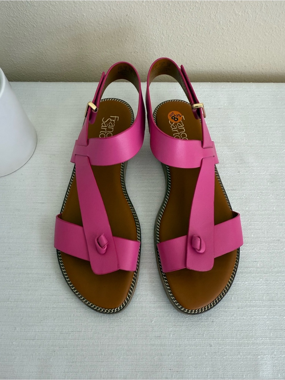 Franco Sarto Hot Pink Strap Leather Sandals - Picture 2 of 10